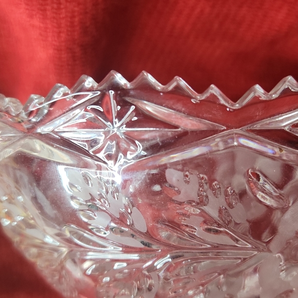 Crystal zajegar bowl 24% lead sawtooth and flower design - Picture 11 of 12